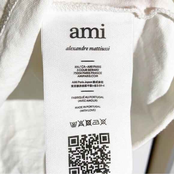 NWT Ami Paris Alexandre Mattiussi Ami De Coeur Tonal T-shirt Natural White - Picture 8 of 11